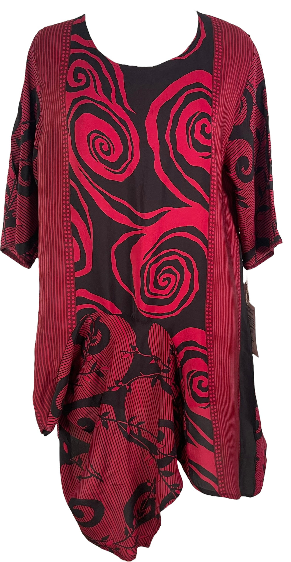 PRC6544 Robe tunique en pure soie Avatar avec poche intégrée