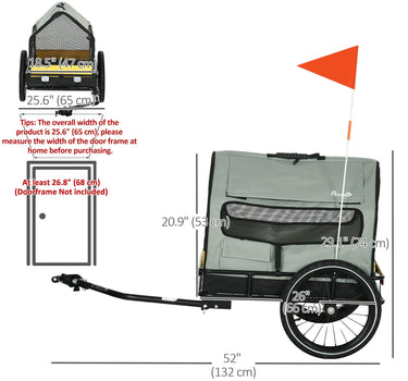 Aosom 3 in 1 Dog Bike Trailer, Pet Cargo, Pet Bed with Safety Leash, Hitch, Quick-Release Wheels, Cushion for Small Dogs