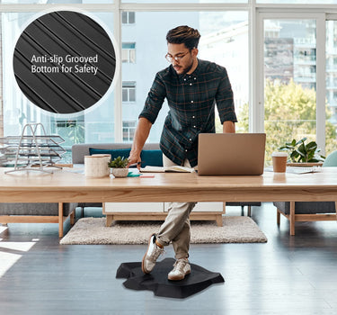 Giantex Anti Fatigue Mat, Not-Flat Standing Mat w/ Foot Massage Points Diverse Terrain & Beveled Edges