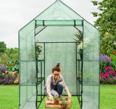 Outdoor Portable Greenhouse Mini Walk in 3 Tiers 8 Shelves Stands