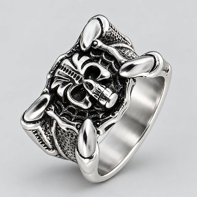 Bague GoSteel chaîne et tête de mort pour homme