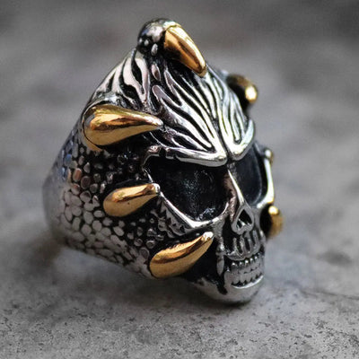 Bague Crâne et Griffes de Dragon GoSteel pour Hommes