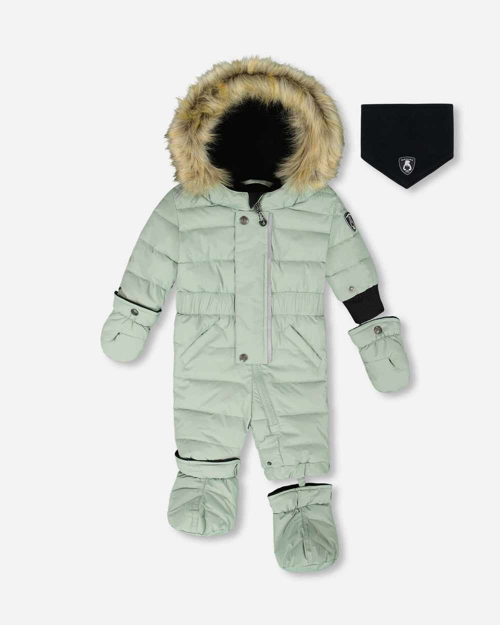 One-Piece Baby Original Puffy Snowsuit Sage Green — Deux par Deux
