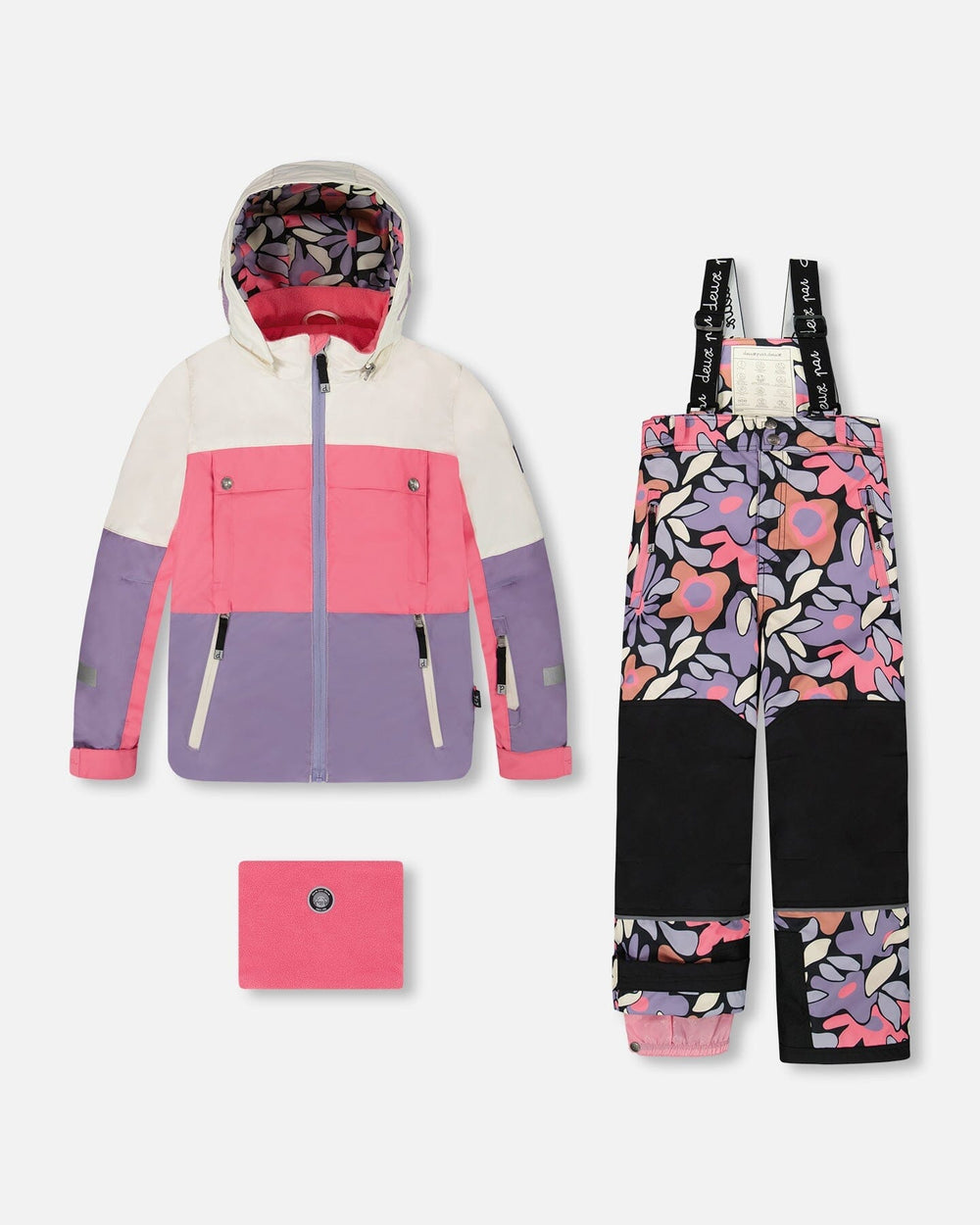 Two-Piece Teknik Snowsuit Black Retro Flower Print — Deux par Deux