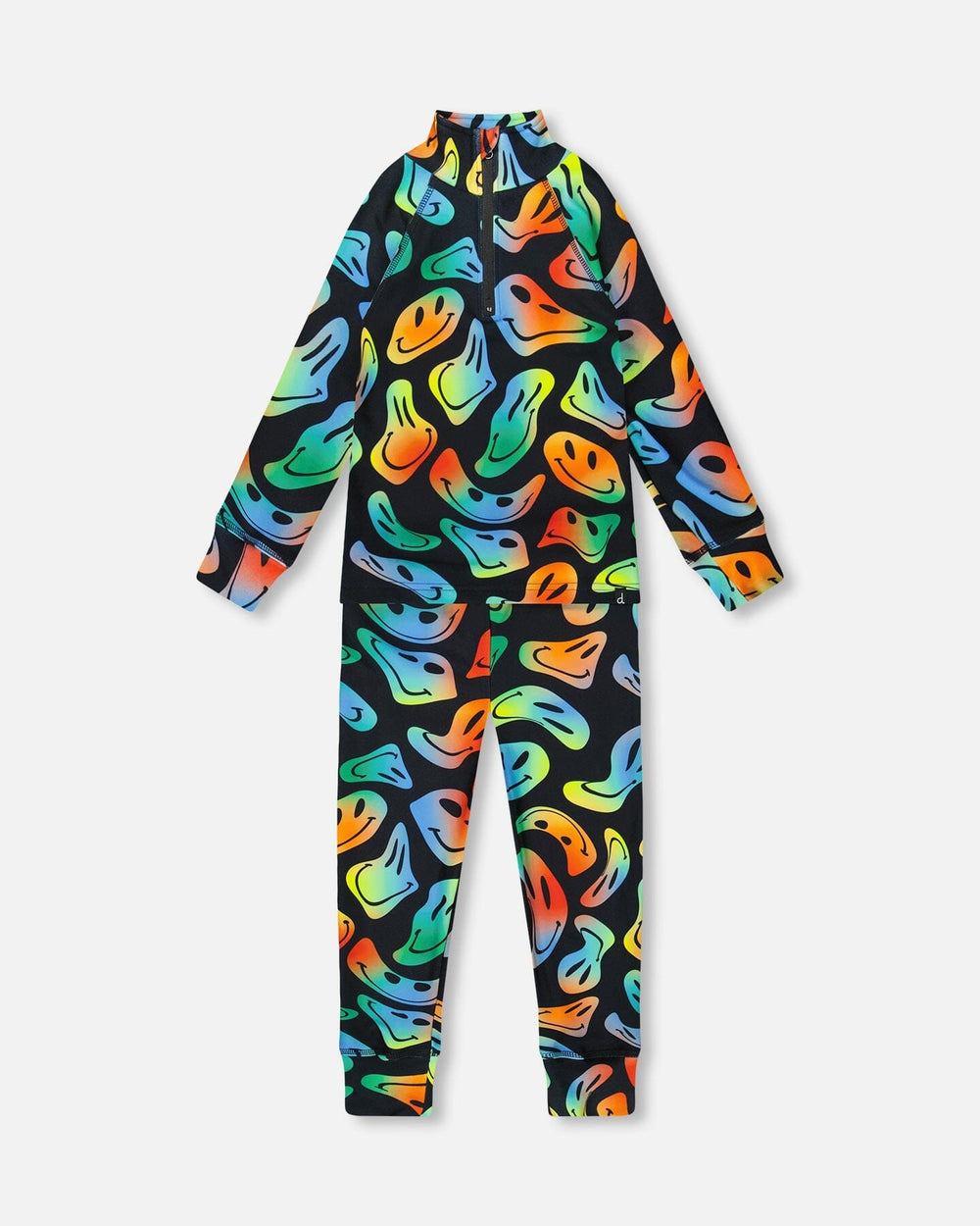 Ensemble de sous-vêtements thermiques deux pièces pour garçon, motif smiley
