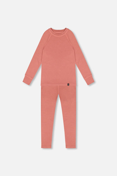 Ensemble couche de base en laine mérinos rose poudré