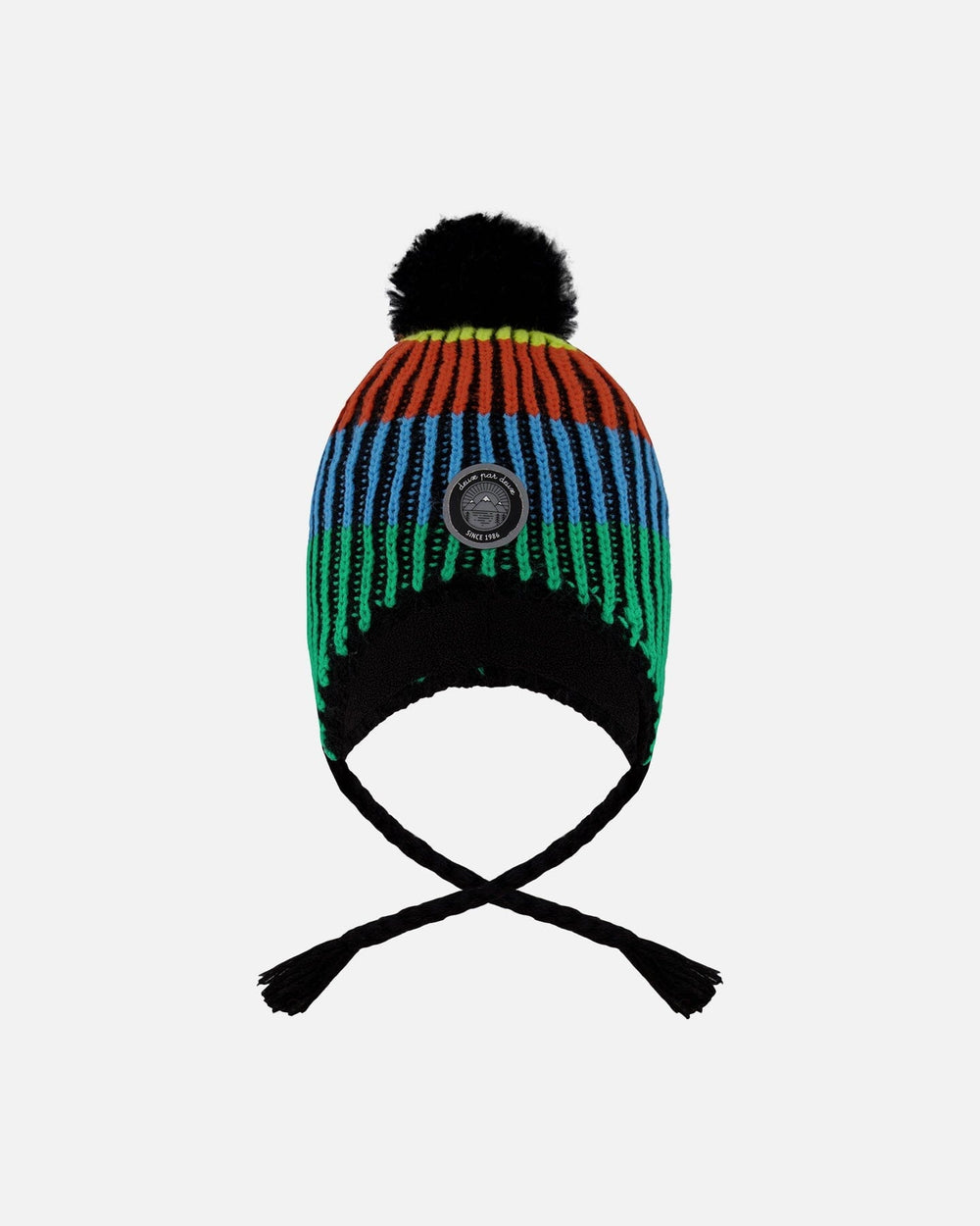 Bonnet d'hiver péruvien tricoté doublé avec pompon multicolore