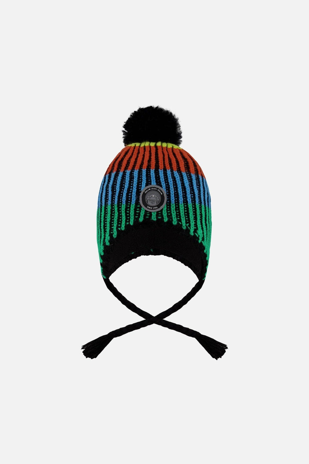 Lined Peruvian Knit Winter Hat With Pompom Multicolor