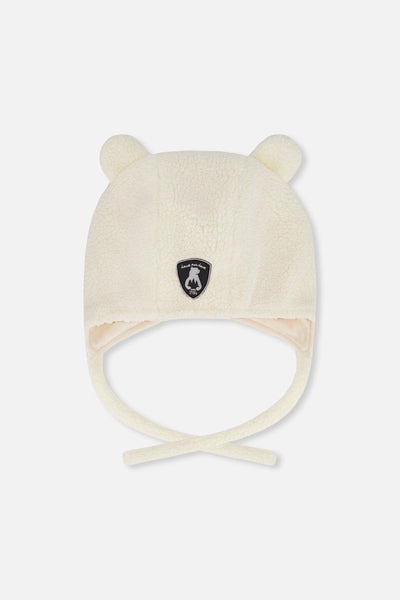 Bonnet bébé Sherpa doublé avec cache-oreilles écru