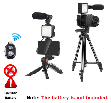 MAMEN Phone DSLR Camera Vlog Tripod Vlogging Kit with Remote Control Microphone LED Light for Smartphone Interview Live YouTube