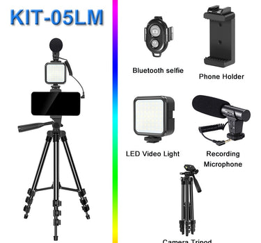 MAMEN Phone DSLR Camera Vlog Tripod Vlogging Kit with Remote Control Microphone LED Light for Smartphone Interview Live YouTube
