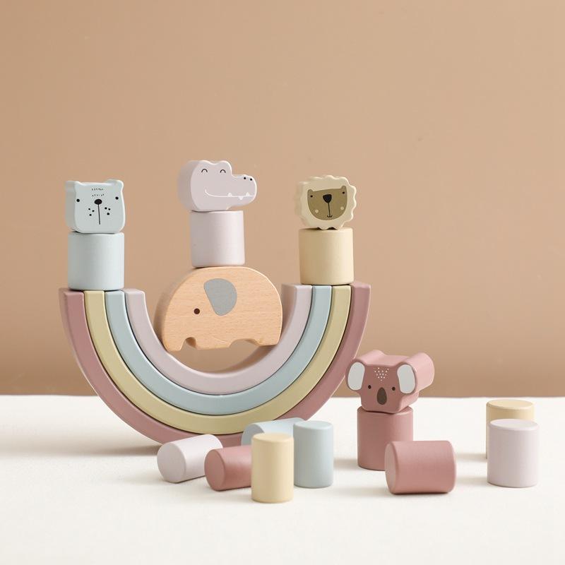 Animal Rainbow Stacking Set — Wooden Balance & Stacking Toy