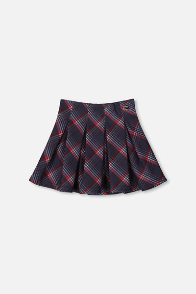 Pleated Milano Skirt Red And Navy Plaid
