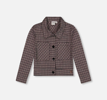 Veste en maille jacquard à motif pied-de-poule