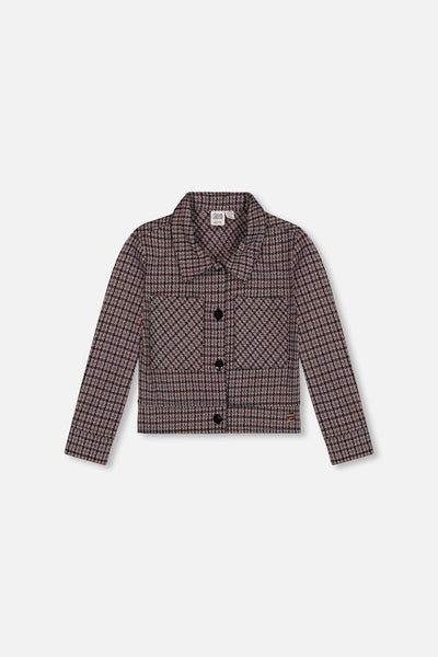 Veste en maille jacquard à motif pied-de-poule