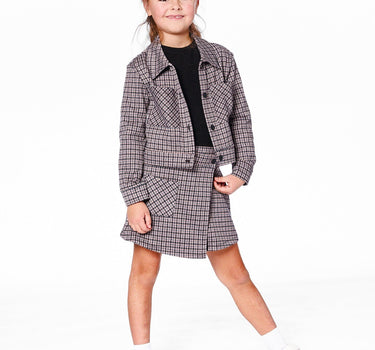 Veste en maille jacquard à motif pied-de-poule