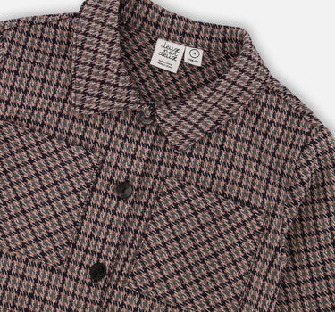 Veste en maille jacquard à motif pied-de-poule