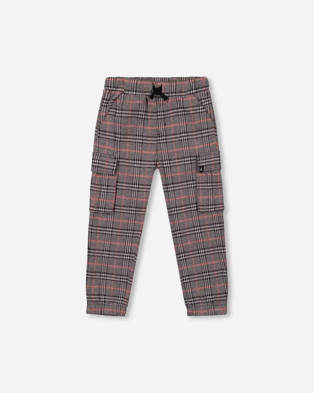Pantalon cargo à carreaux gris et noir