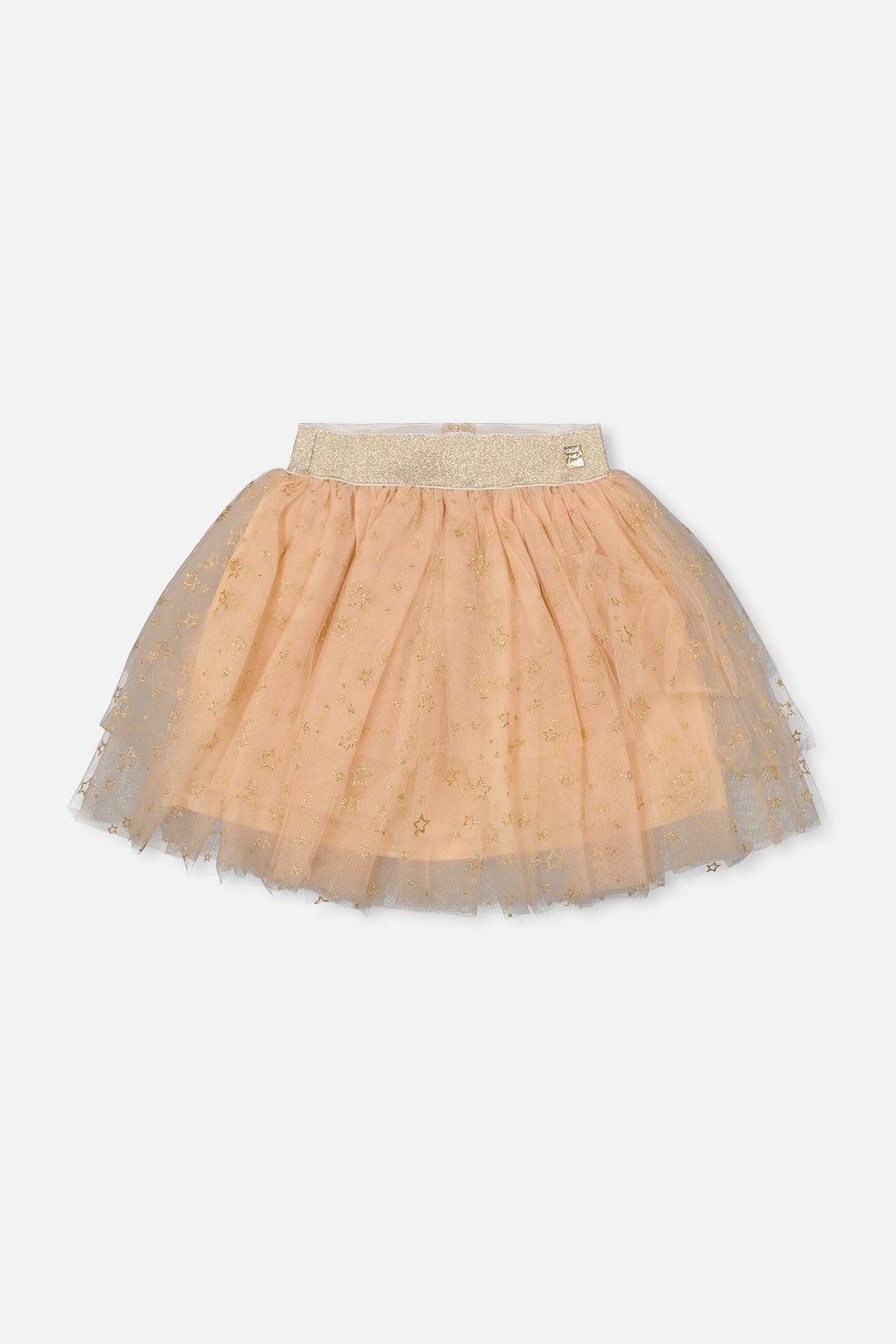 Multi Layer Glittering Mesh Skirt Beige