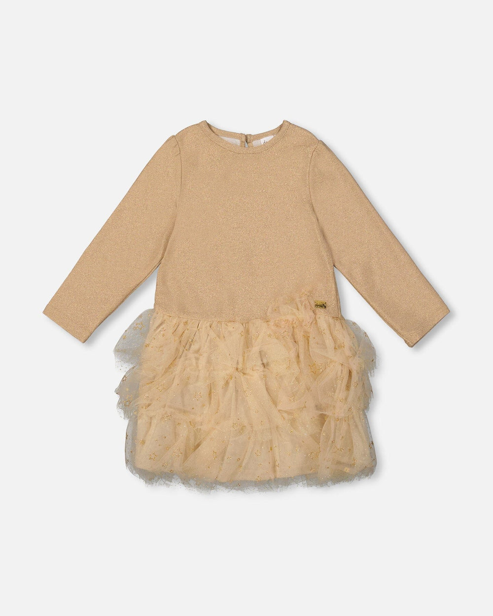 Robe de soirée scintillante en maille beige