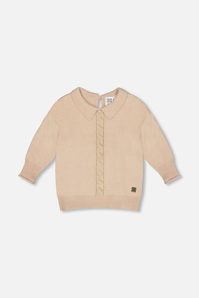 3/4 Sleeve Knitted Sweater Beige