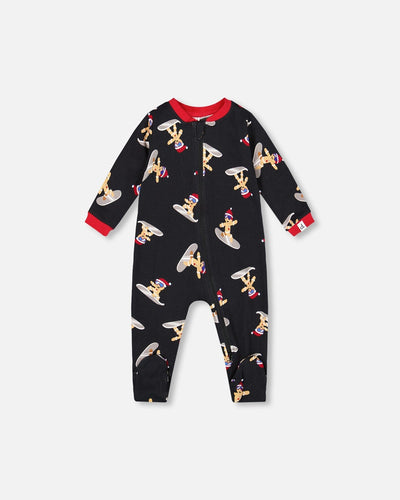 Pyjama Une-Pièce Coton Bio Imprimé Biscuits Noirs
