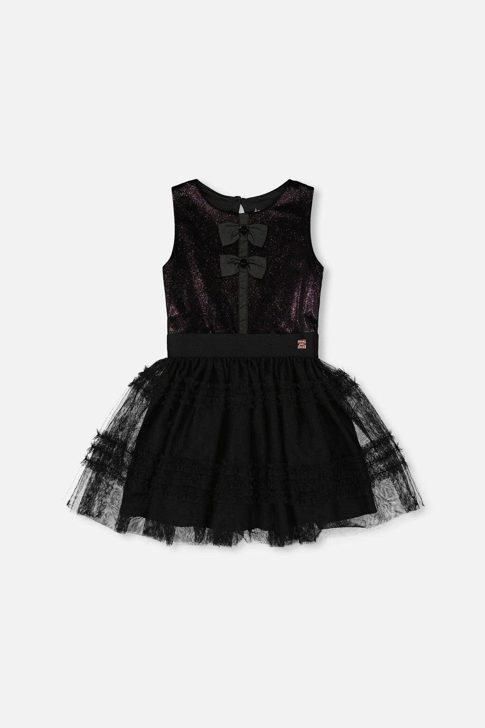 Sleeveless Bi-Material Velour And Mesh Dress Black