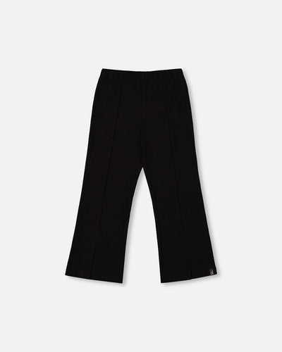 Legging côtelé évasé avec fente Noir