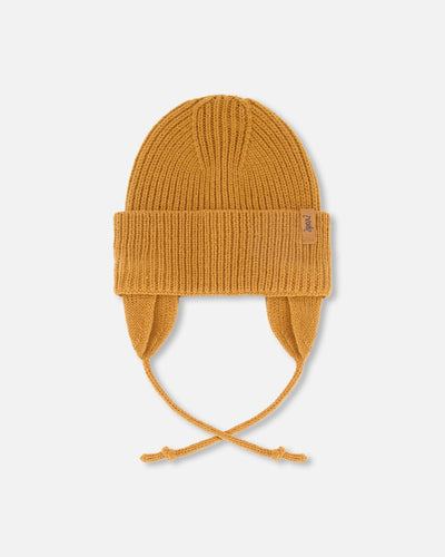 Bonnet en tricot mi-saison bébé marron noix de pécan