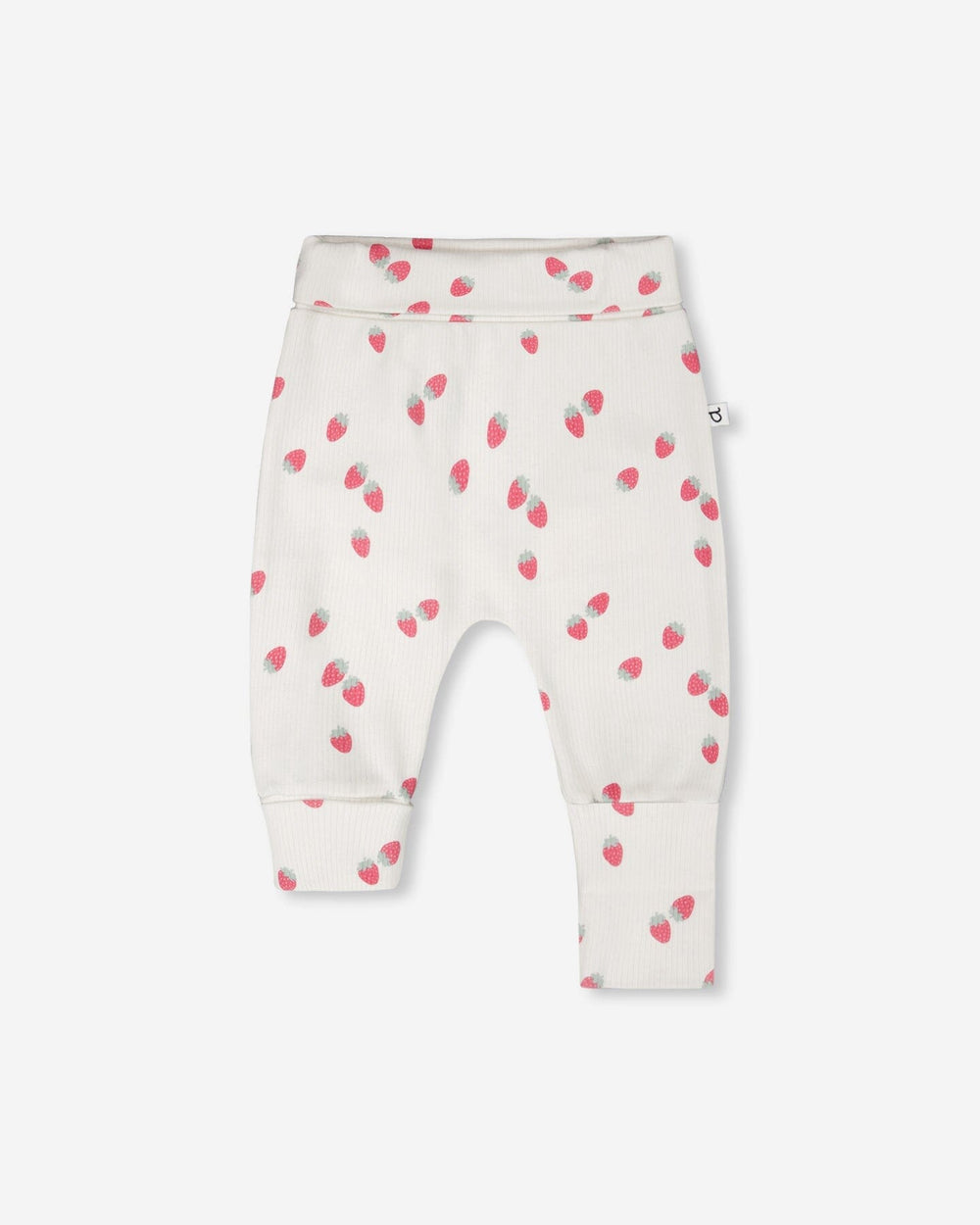 Pantalon évolutif en jersey de coton imprimé fraises, blanc