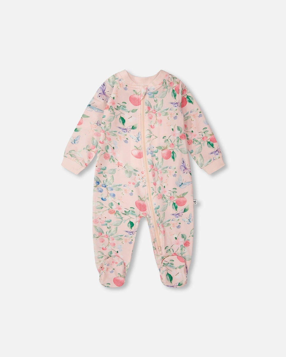 Pyjama Une-Pièce en Jersey de Coton Biologique Rose Imprimé Baies