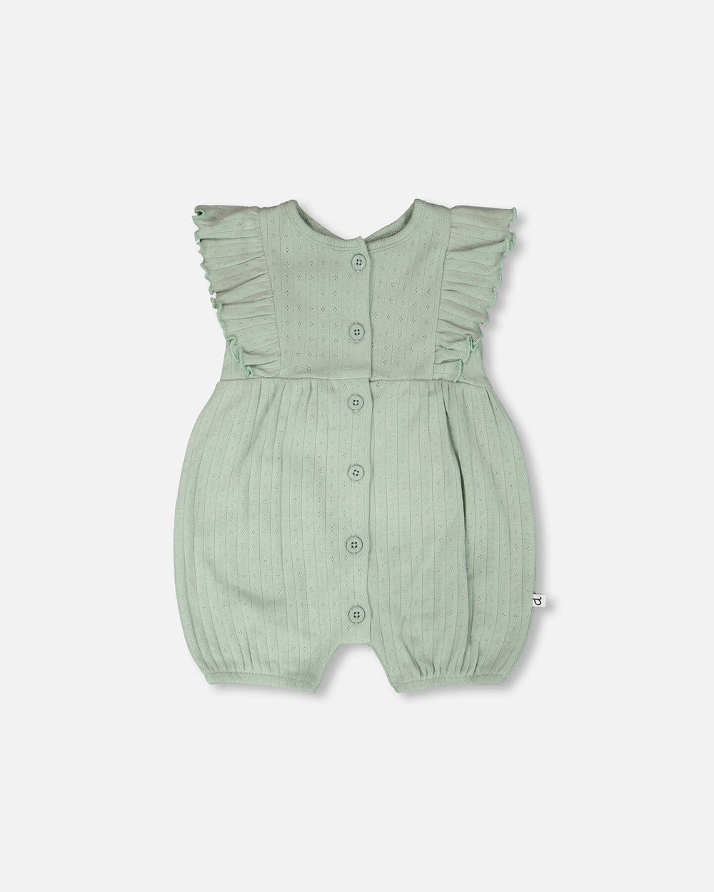 Combinaison Courte en Jersey Pointelle de Coton avec Volants Vert