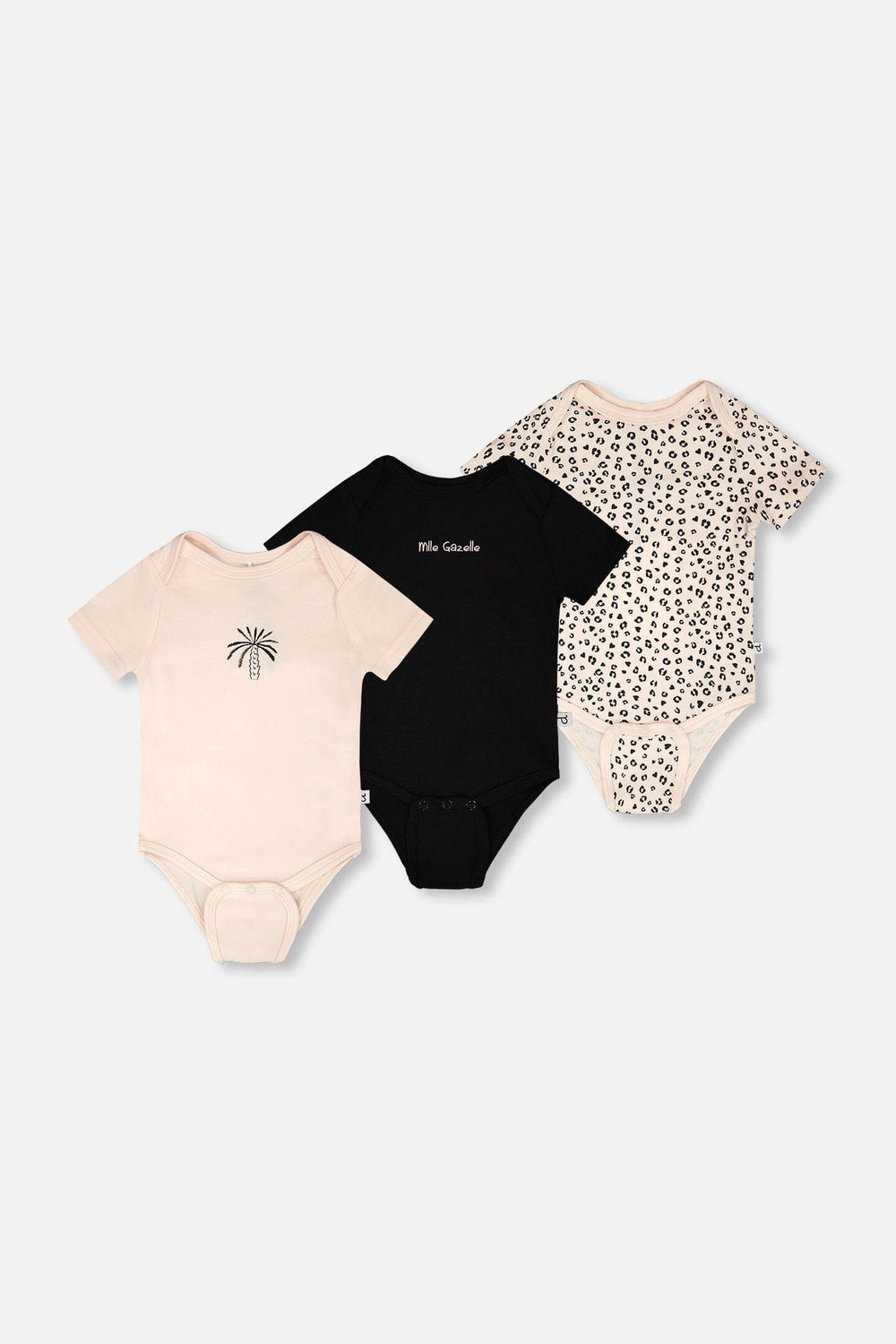 Lot de 3 grenouillères évolutives en jersey de coton biologique couleur pêche