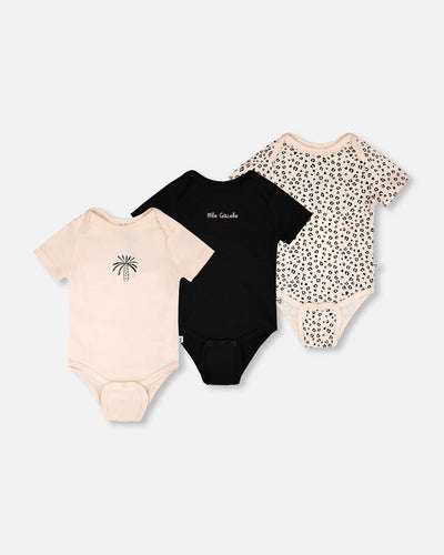 Lot de 3 grenouillères évolutives en jersey de coton biologique couleur pêche