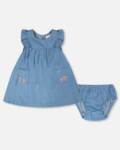 Ensemble robe et bloomer en chambray bleu clair