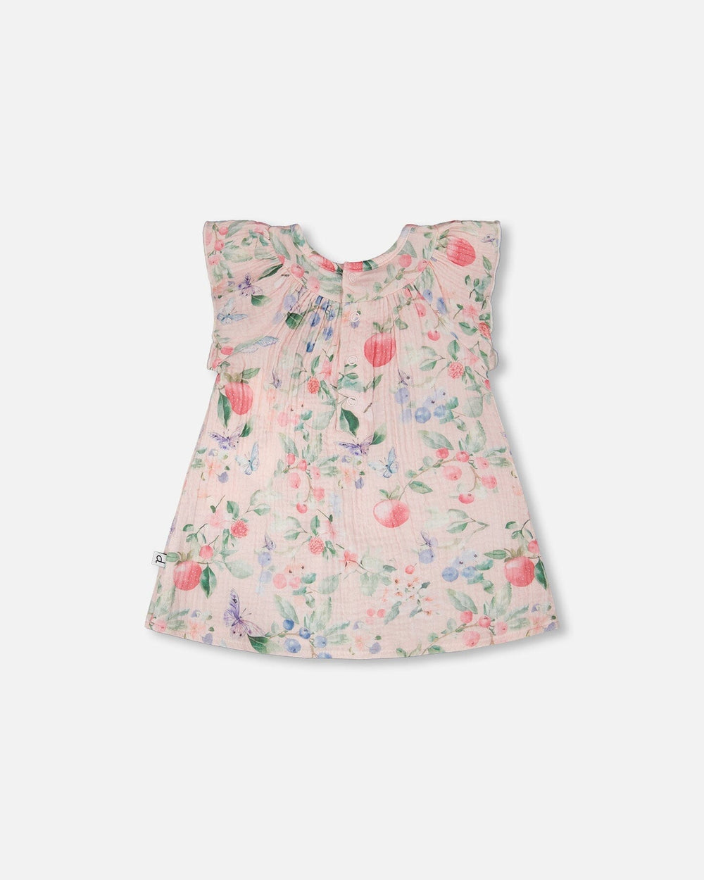 Ensemble Robe en mousseline de coton et Bloomer motifs baies roses