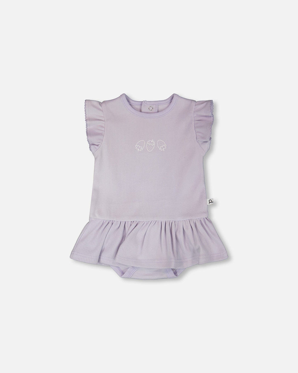 Barboteuse en jersey de coton côtelé à volant lilas