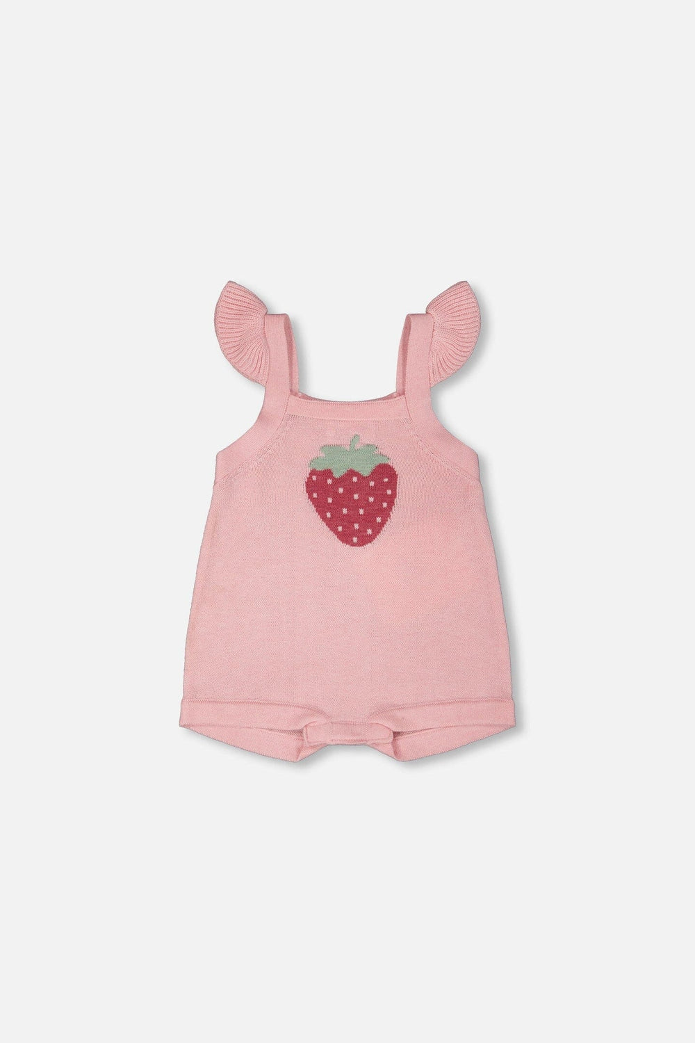 Knit Strawberry Romper Light Pink