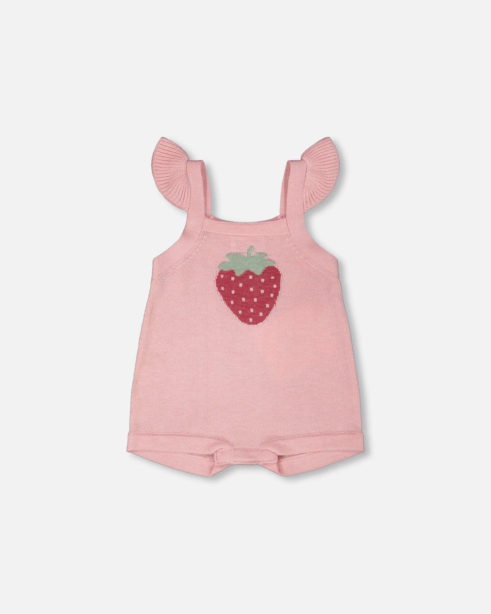 Knit Strawberry Romper Light Pink