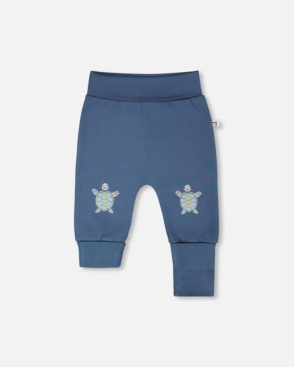 Organic Cotton Jersey Evolutive Pants Medium Blue — Deux par Deux