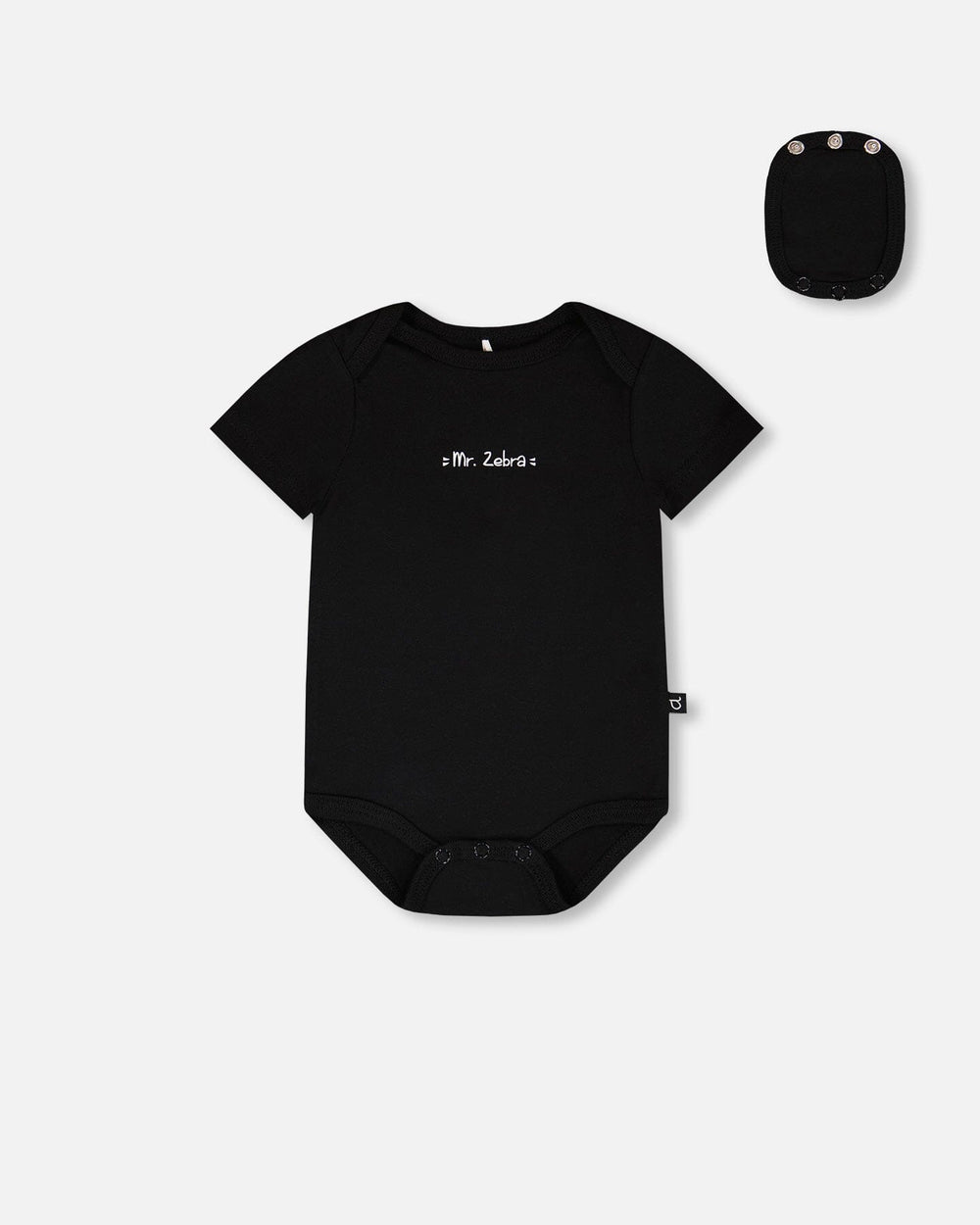 Grenouillère évolutive en jersey de coton bio "Mister Zebra" Noir