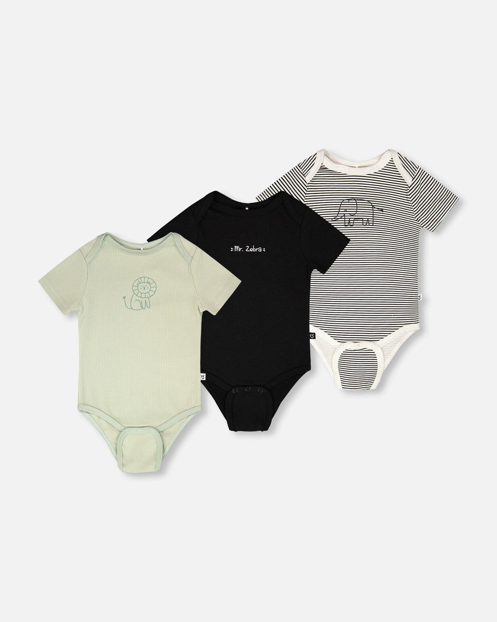 3 Pack Evolutive Organic Cotton Jersey Onesies Sage Green — Deux par Deux