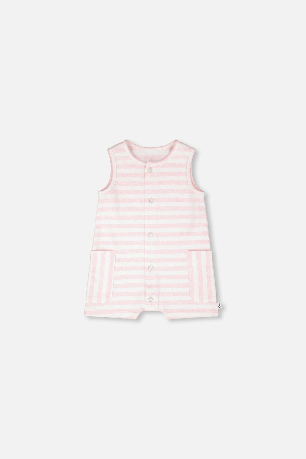 Cotton Striped Romper White And Pink Stripes