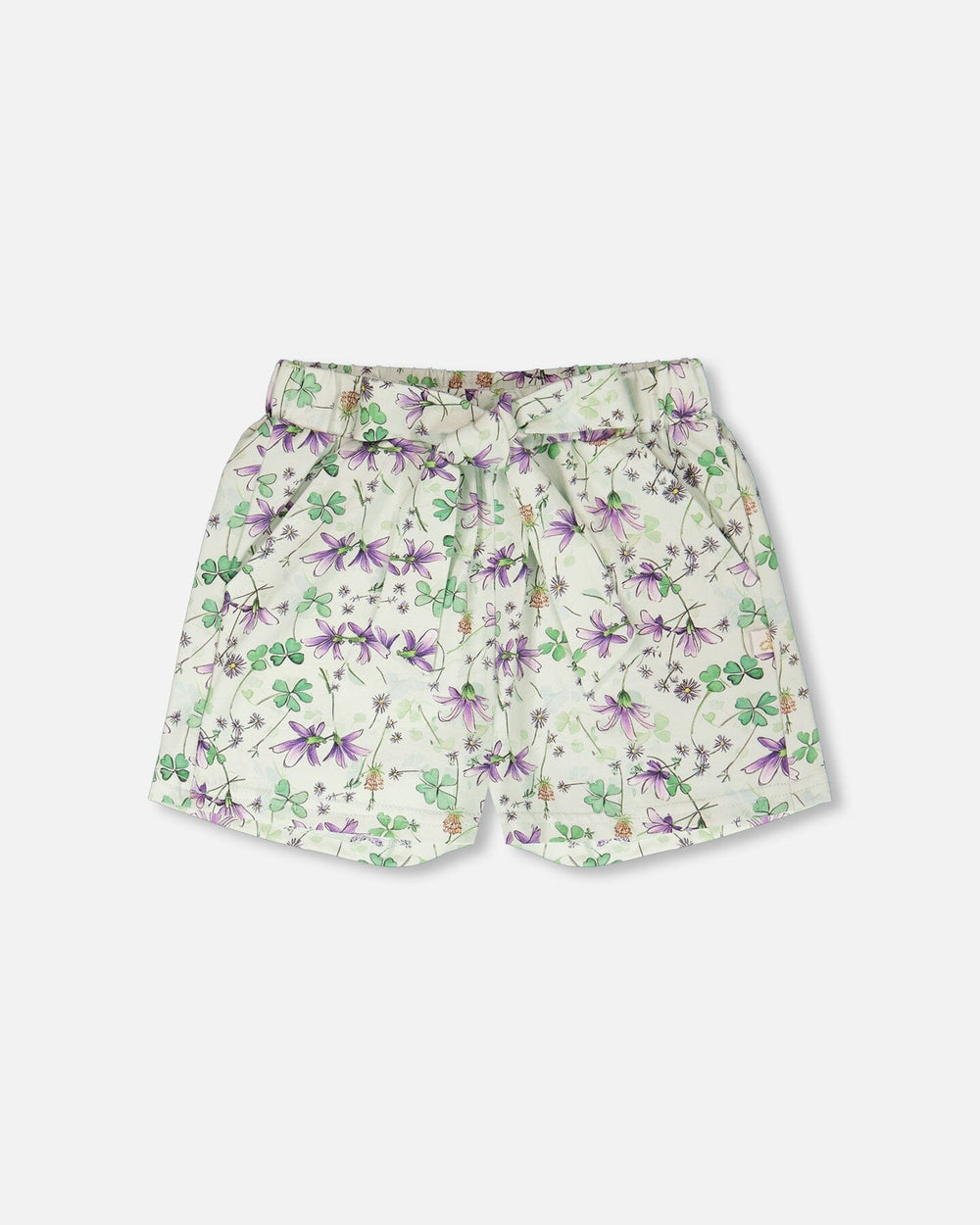 Short en jersey à motif floral vert
