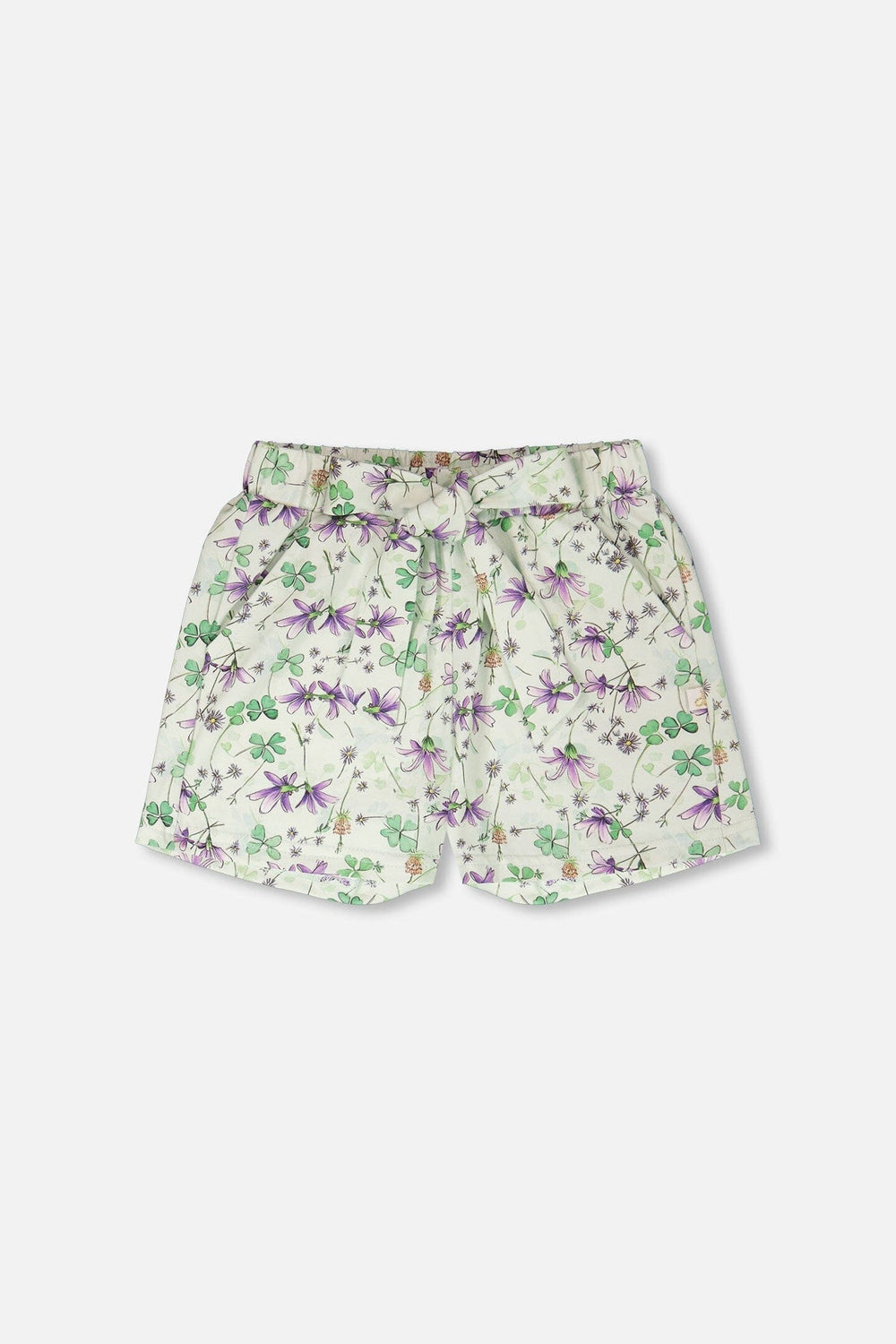 Jersey Shorts Green Printed Flowers