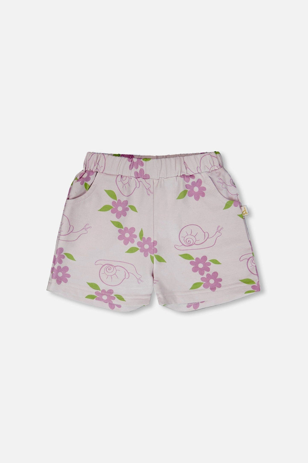 French Terry Shorts Lilac Snails Print