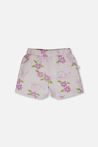 French Terry Shorts Lilac Snails Print
