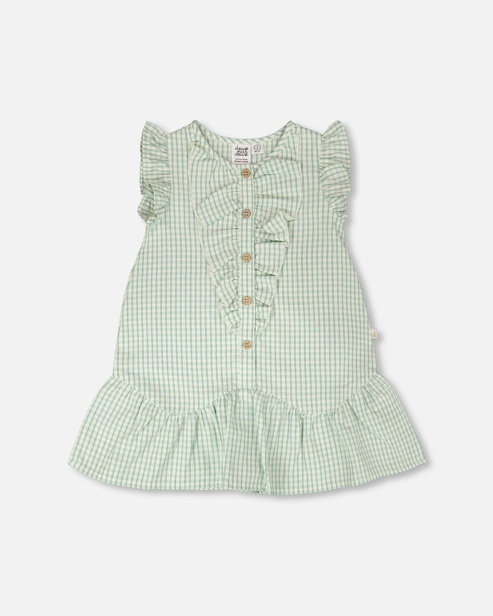 Robe popeline à carreaux verte