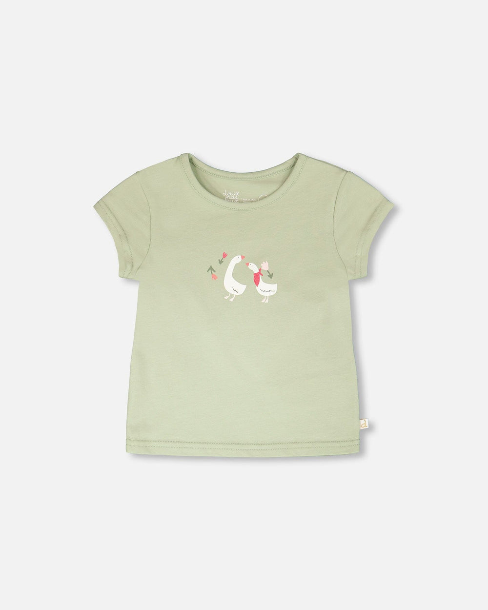 Organic Cotton Jersey T-Shirt Light Khaki Green — Deux par Deux