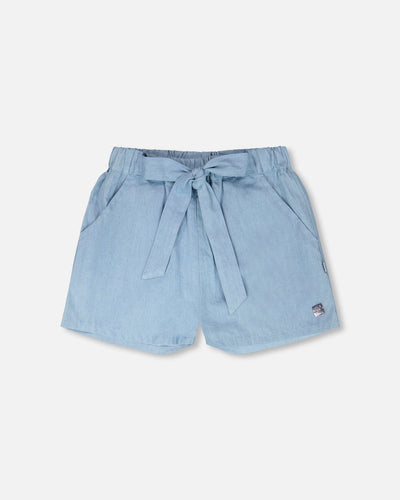 Shorts en chambray bleu